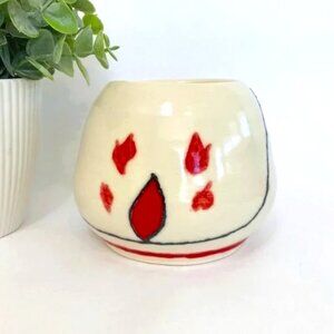 Signed Art Pottery Flame Design Planter
